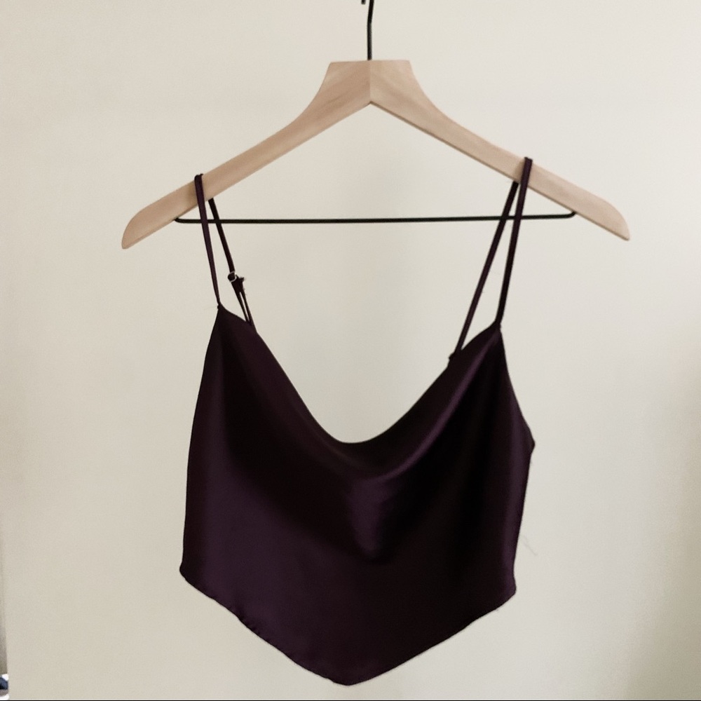 Forever 21 deep purple cowl neck satin crop top